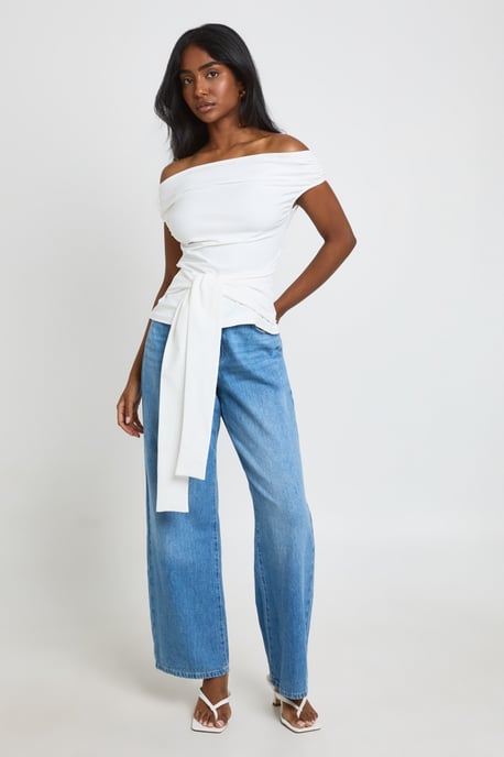 Tie Waist Of The Shoulder Top - Image 2