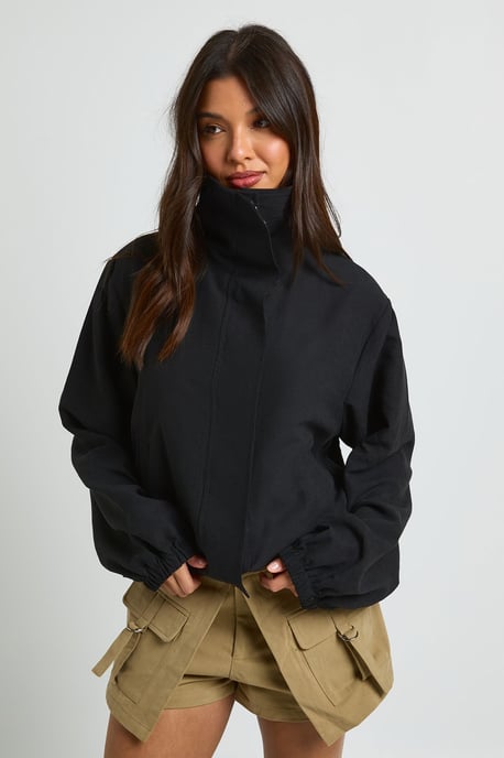 Funnel Neck Elasticated Waist Jacket - Image 1