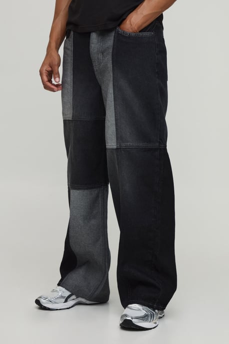Multi Patchwork Baggy Fit Jeans - Image 1