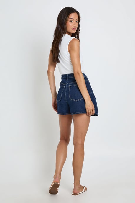 Tall Wrap Front Denim Skort - Image 2