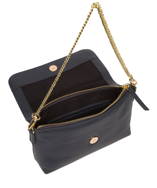 'Jazmine' Navy Nappa Leather Grab Clutch Bag - Image 4