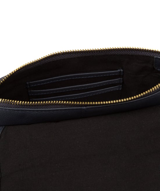 'Jazmine' Navy Nappa Leather Grab Clutch Bag - Image 5