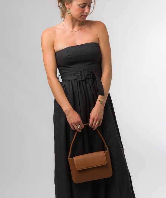 'Olivia' Oak Nappa Leather Evening Bag - Image 6