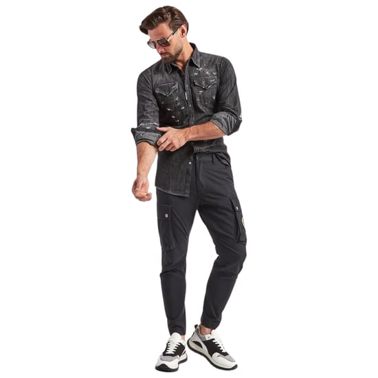 Dsquared2 Classic Western Worn Denim Black Shirt - Image 5