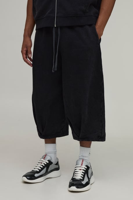 Heavyweight Pleated Washed Jersey Longline Jort - Image 1
