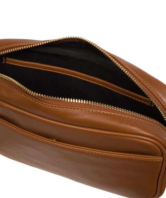 'Dion' Oak Nappa Leather Cross Body Bag - Image 5