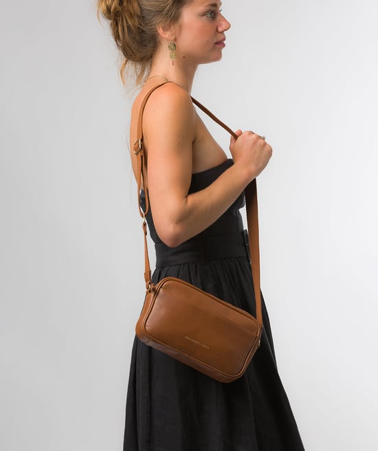 'Dion' Oak Nappa Leather Cross Body Bag - Image 6