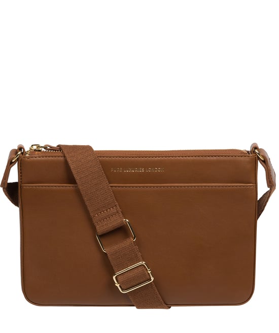 'Raye' Chestnut Nappa Leather Cross Body Bag - Image 1
