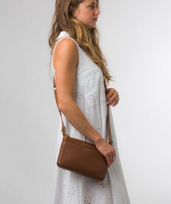 'Raye' Chestnut Nappa Leather Cross Body Bag - Image 2