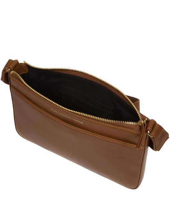 'Raye' Chestnut Nappa Leather Cross Body Bag - Image 4