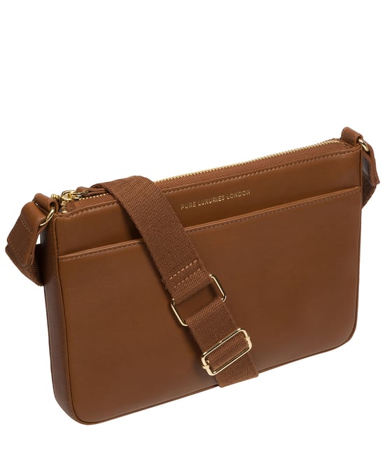 'Raye' Chestnut Nappa Leather Cross Body Bag - Image 5