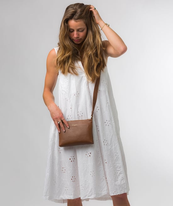 'Nessa' Chestnut Nappa Leather Cross Body Bag - Image 2