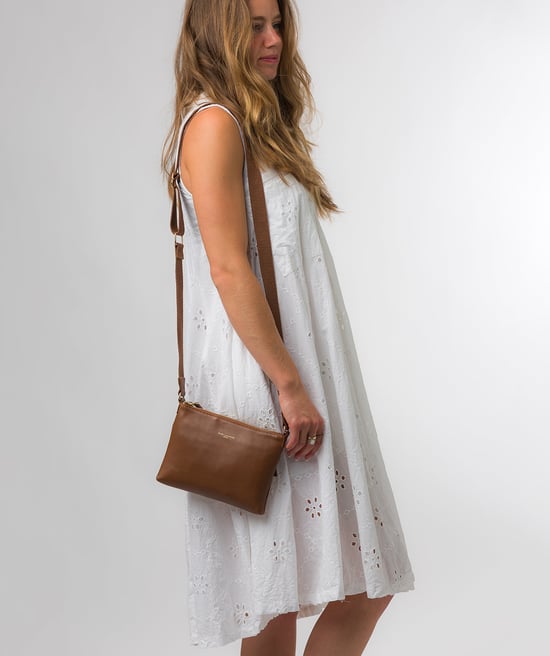 'Nessa' Chestnut Nappa Leather Cross Body Bag - Image 6