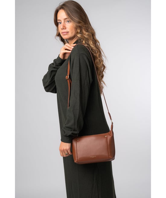 'Sofia' Caramel Leather Cross Body Bag - Image 2