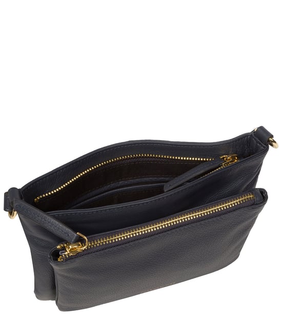 'Jess' Navy Nappa Leather Cross Body Bag - Image 4