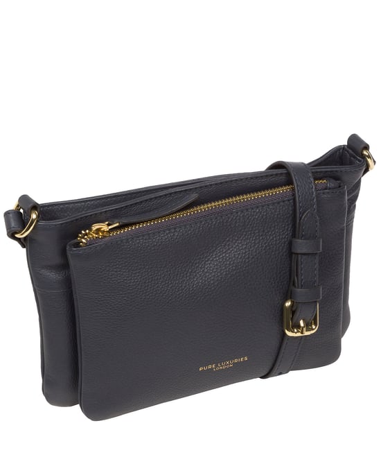 'Jess' Navy Nappa Leather Cross Body Bag - Image 5