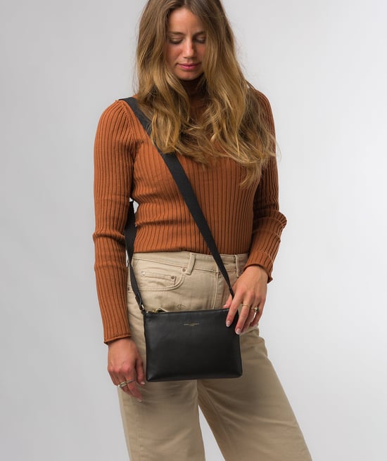 'Nessa' Black Nappa Leather Cross Body Bag - Image 1