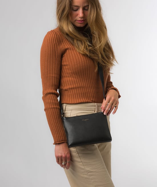 'Nessa' Black Nappa Leather Cross Body Bag - Image 6