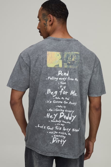 Oversized Washed Korn License Print T-Shirt - Image 2