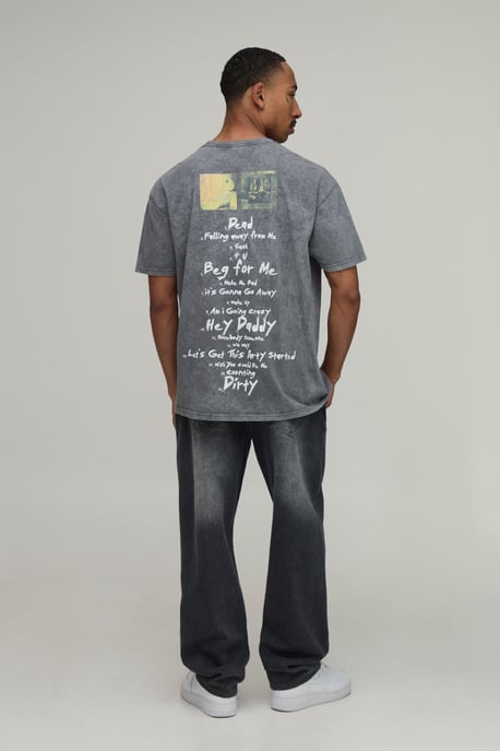 Oversized Washed Korn License Print T-Shirt - Image 3