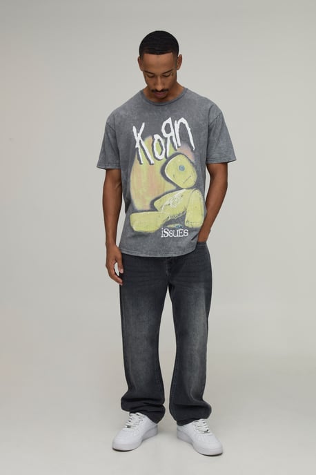 Oversized Washed Korn License Print T-Shirt - Image 4