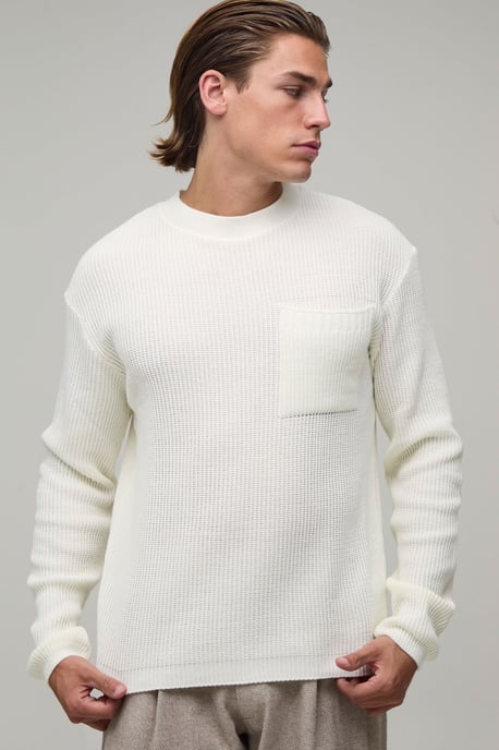 Regular Fit Ribbed Knitted T-Shirt with Pocket - Image 1