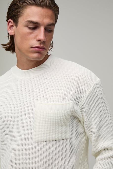 Regular Fit Ribbed Knitted T-Shirt with Pocket - Image 3