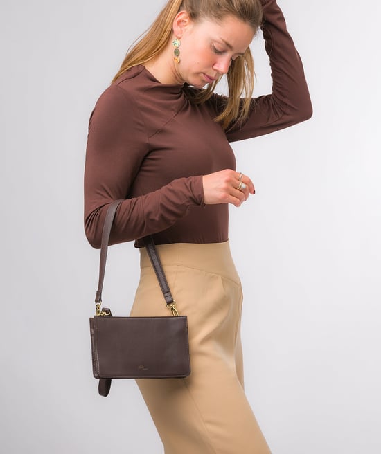 'Layla' Hot Fudge Nappa Leather Clutch Phone Bag - Image 1