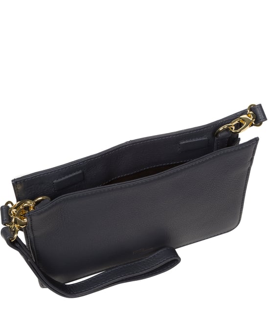 'Layla' Navy Nappa Leather Clutch Phone Bag - Image 4