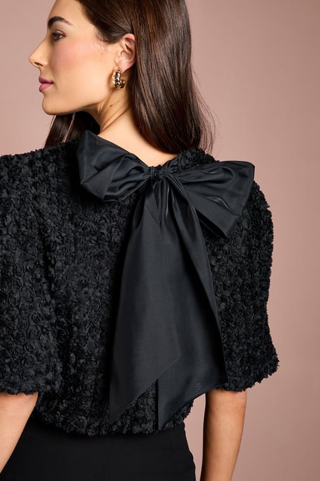 3D Floral Blouse With Organza Tie - Image 2