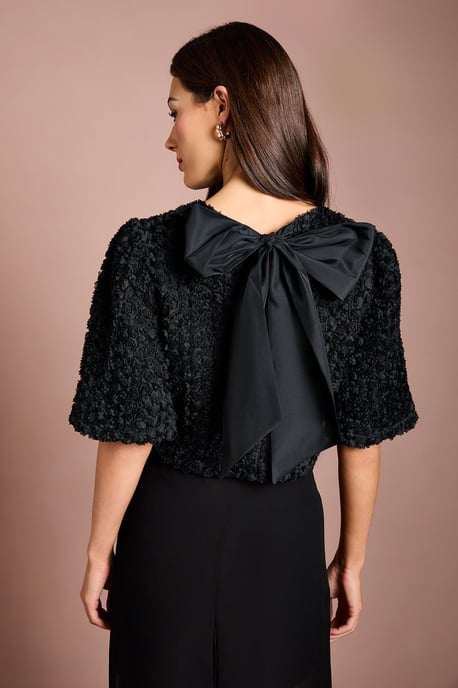 3D Floral Blouse With Organza Tie - Image 3