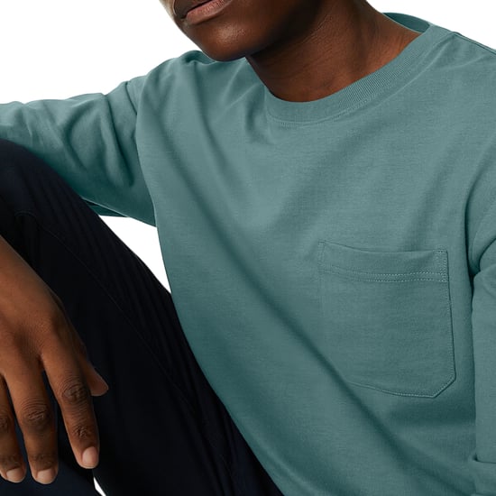 M&S Mens Long Sleeve T Shirt Pure Soft Cotton Crew Neck Oversized Fit Winter Tee - Image 4