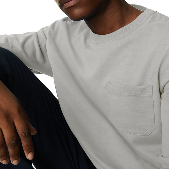 M&S Mens Long Sleeve T Shirt Pure Soft Cotton Crew Neck Oversized Fit Winter Tee - Image 4
