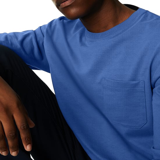 M&S Mens Long Sleeve T Shirt Pure Soft Cotton Crew Neck Oversized Fit Winter Tee - Image 4