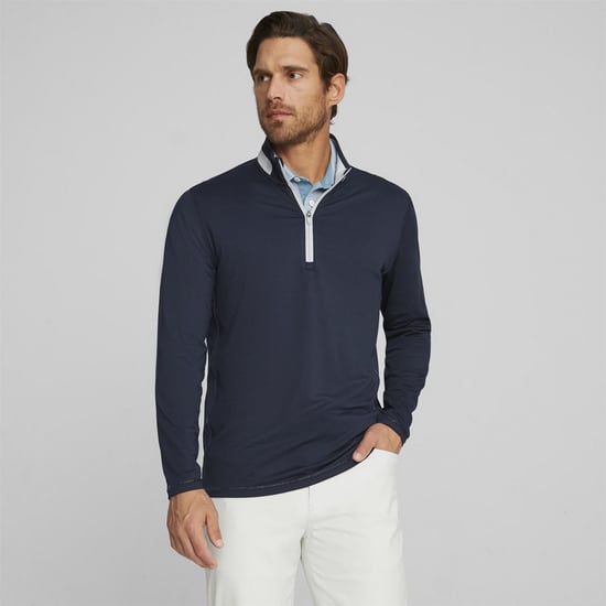 Men's Puma Lightweight Quarter Zip Jumper in Navy/Ash Gray - Image 3