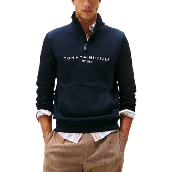 Tommy Hilfiger Mens Sweatshirts Regular Fit Logo Mock Turtleneck Half-Zip Sweats - Image 1