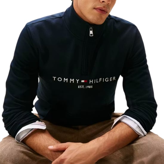 Tommy Hilfiger Mens Sweatshirts Regular Fit Logo Mock Turtleneck Half-Zip Sweats - Image 3
