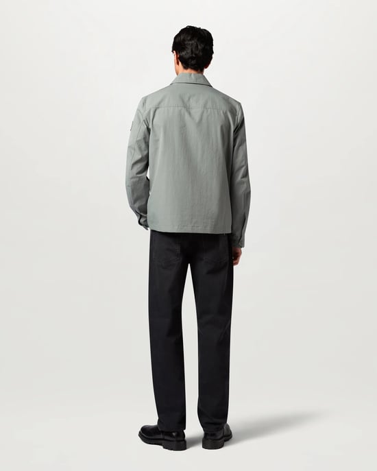 Long Sleeve Logo Detail Overshirt in Pale Green - Image 2