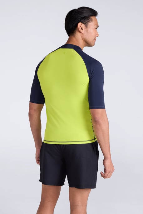Men's UV Rash Vest Sun Protection Quick Drying Swimwear Stretchy Beach Surf Top Yellow - Image 4
