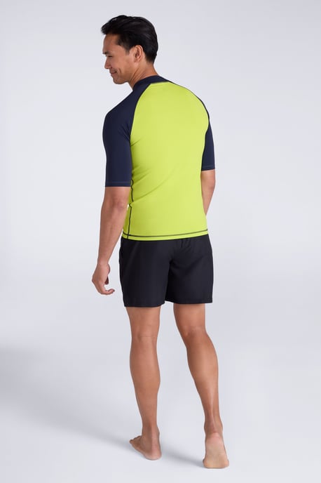 Men's UV Rash Vest Sun Protection Quick Drying Swimwear Stretchy Beach Surf Top Yellow - Image 5