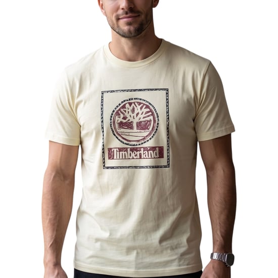 Timberland Mens T Shirts Tree Print Classic Logo Summer Cotton Crew Neck Top - Image 1