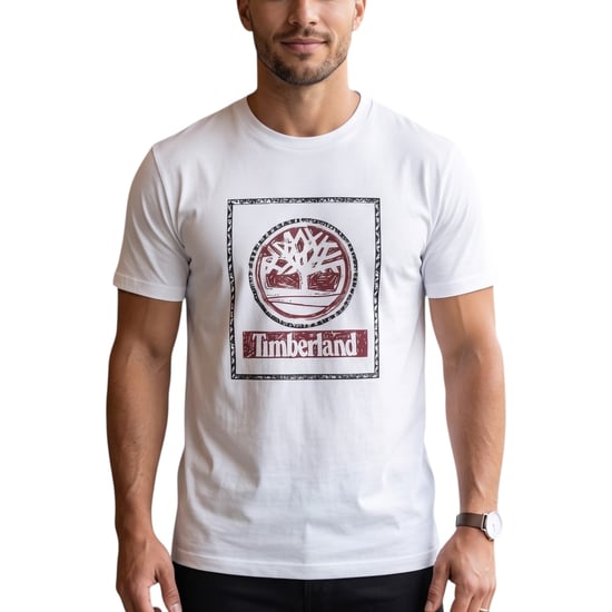 Timberland Mens T Shirts Tree Print Classic Logo Summer Cotton Crew Neck Top - Image 1