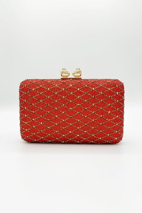 Rhinestone Lattice Clutch Bag - Image 2