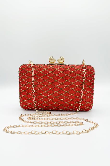 Rhinestone Lattice Clutch Bag - Image 3