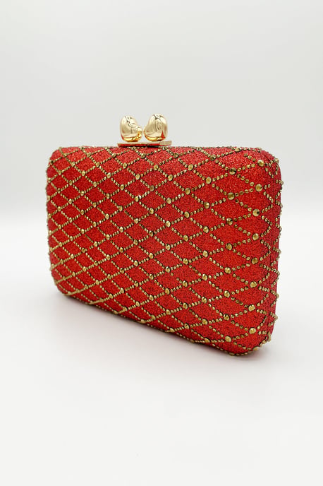 Rhinestone Lattice Clutch Bag - Image 4