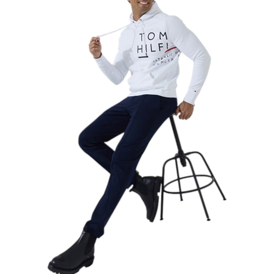 Tommy Hilfiger Mens Fleece Hoodie Wraparound Logo Pullover Hooded Crew Neck Top - Image 4