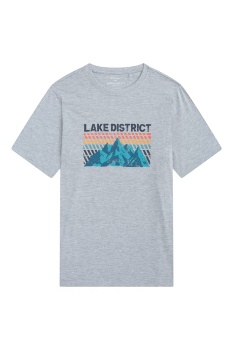 Regional Men's Lake District T-Shirt Crew Neck Breathable Everyday Tee Grey - Image 1