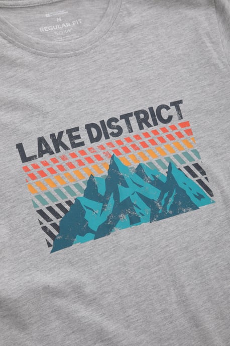 Regional Men's Lake District T-Shirt Crew Neck Breathable Everyday Tee Grey - Image 3
