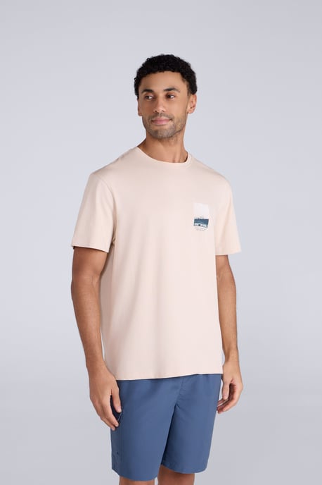 'Chase' Men's Graphic T-Shirt Breathable Summer Casual Tee Cream - Image 1