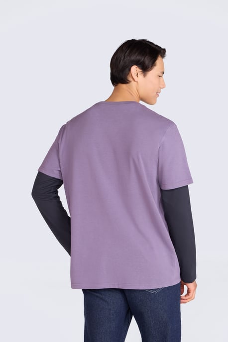 'Chase' Men's T-Shirt Cotton Relaxed Fit Breathable Summer Tee Purple - Image 3